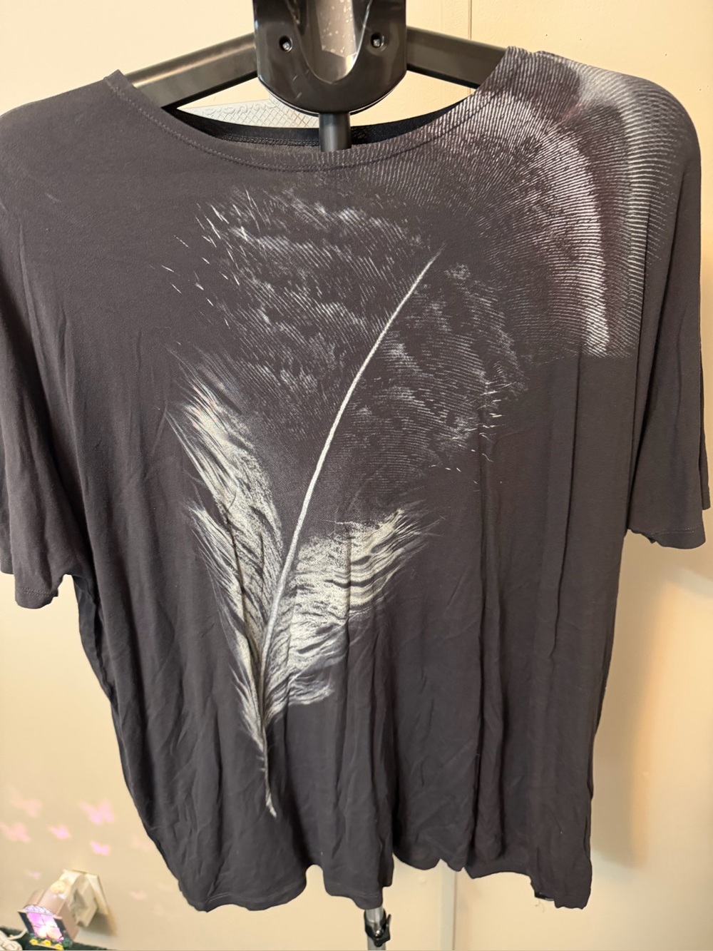 Women’s AllSaints "Feather Dreams" Oversized Graphic Tee – Size XS/S